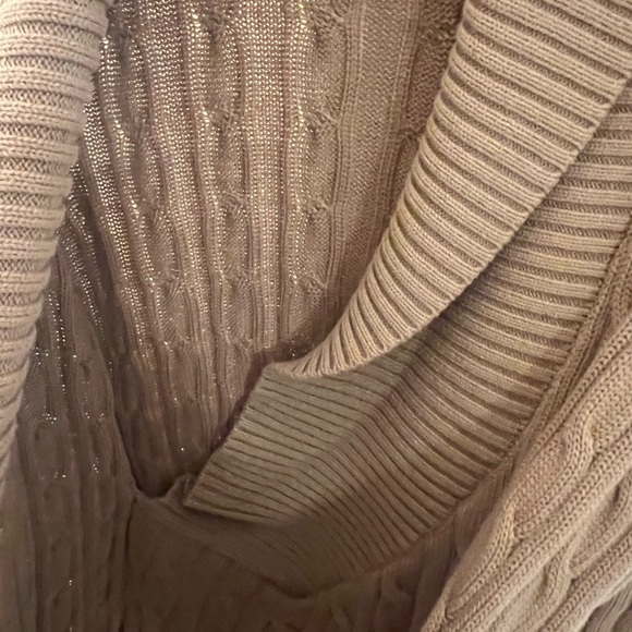 Lauren Ralph Lauren Camel Shawl Collar Cable Knit Cardigan with Buckle - Picture 5 of 7